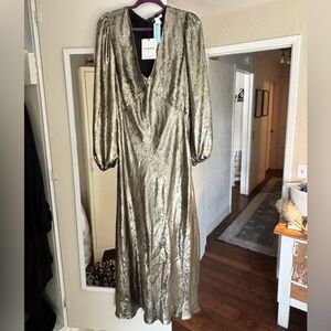 Anthropologie Gold Long Sleeve Dress